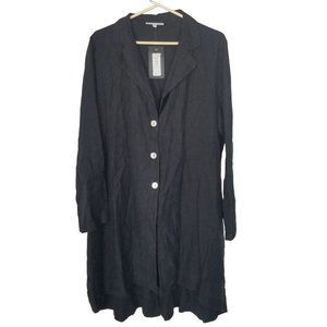 Brynn Walker Womens L Black Long Sleeves Linen Cel